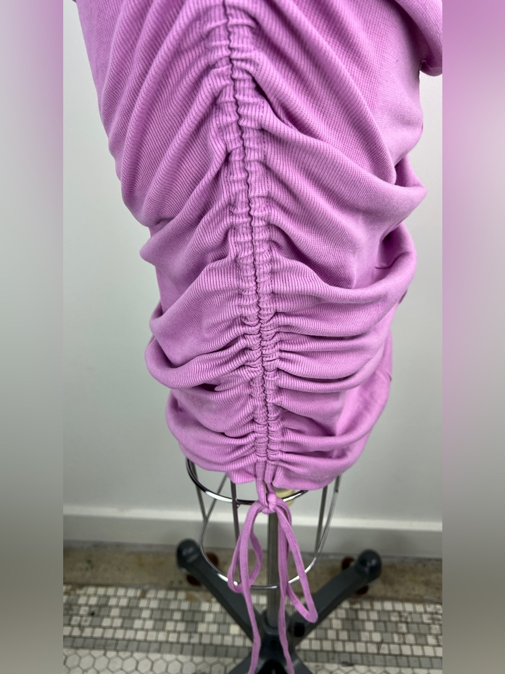 💚 3652. Ribbed Tank Ruched Dress in Lavender - Picture 4 of 9